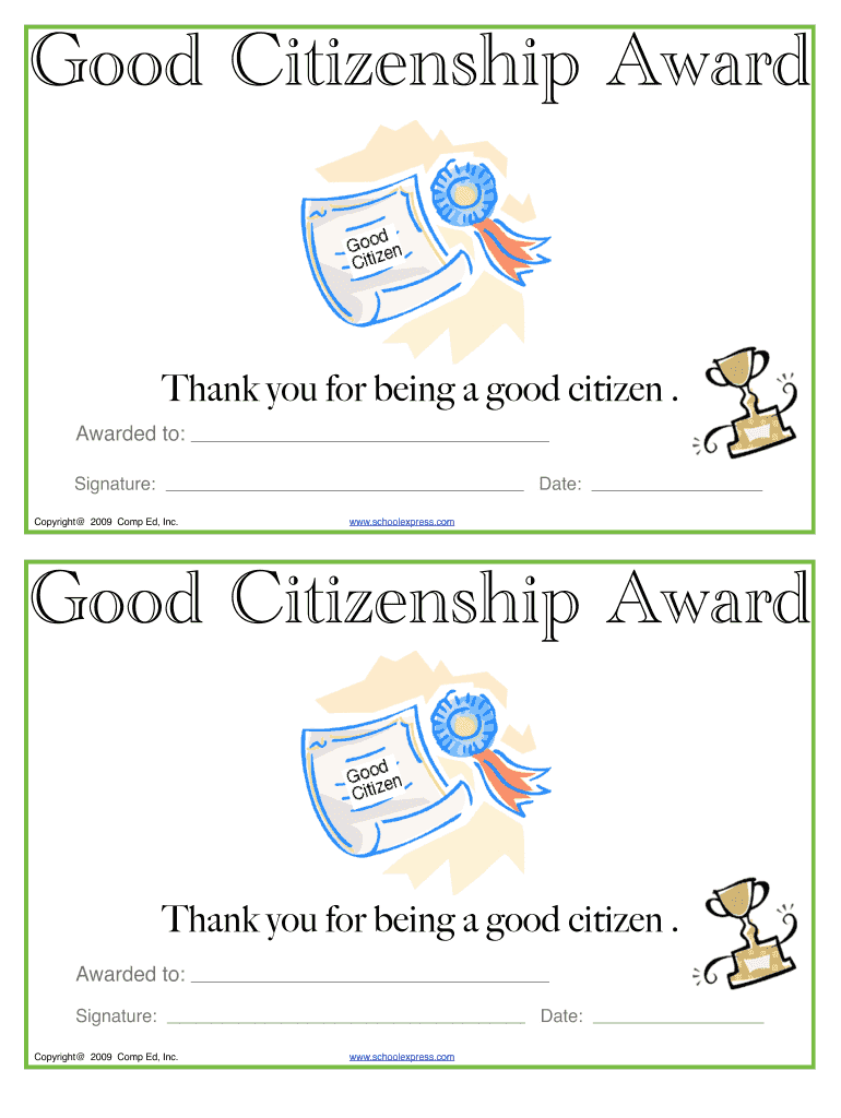 Citizenship Award Meaning In School Fill Out Sign Online DocHub