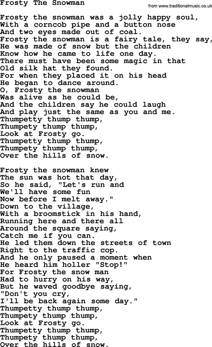 Classic Christmas Song Frosty The Snowman