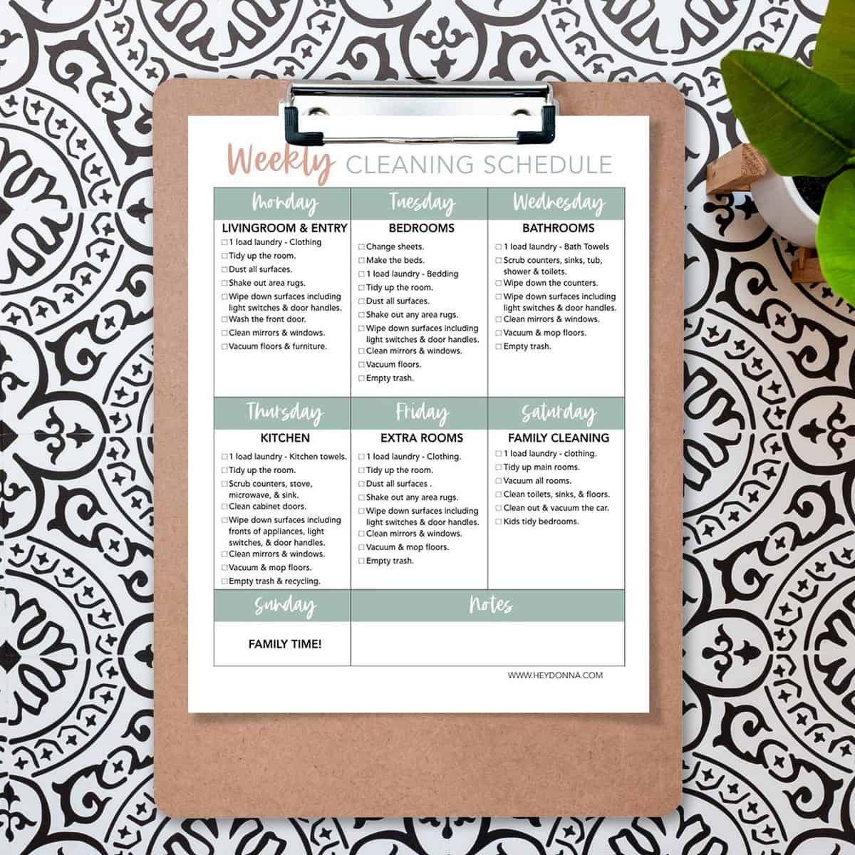 Cleaning Schedule For Working Moms With Free Printable Hey Donna 