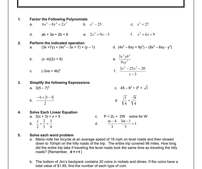 College Level Math Practice Test TSI 49 OFF Worksheets Library