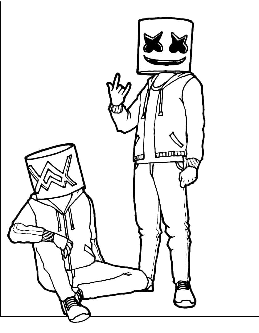 Coloriage Alan Walker Et Marshmello Fortnite T l charger Et Imprimer Gratuit Sur ColoriageEnfant Com