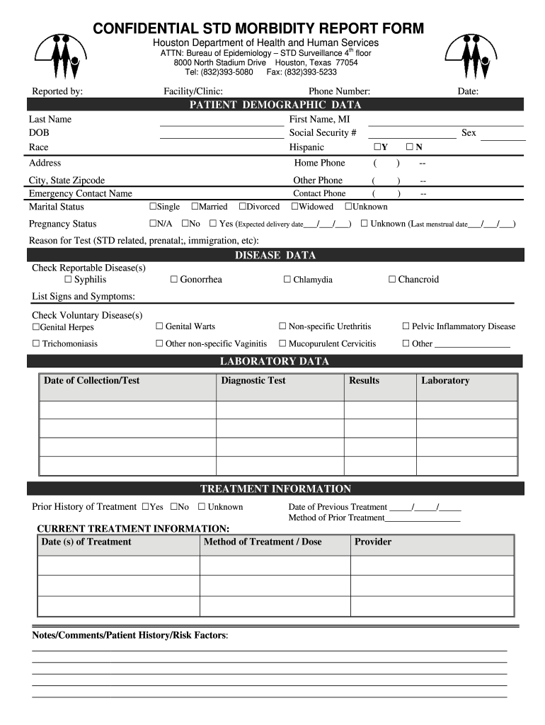 Confidential Std Morbidity Report Fill Online Printable Fillable Blank PdfFiller