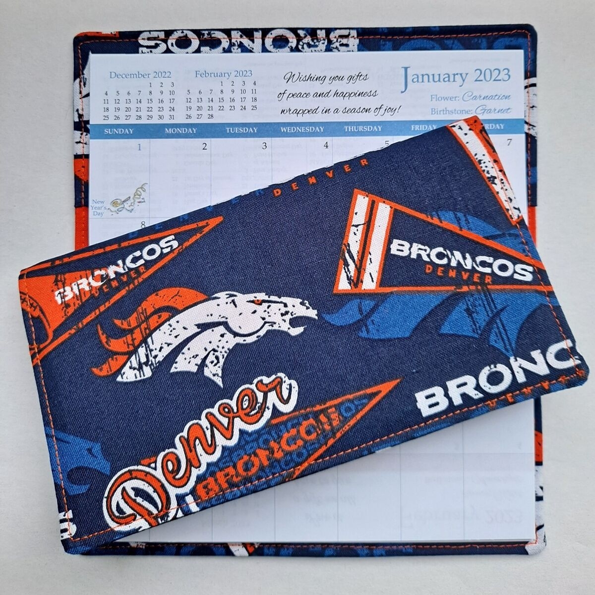 Cotton Fabric Denver Broncos 2025 26 Pocket Calendar Appointment Book EBay