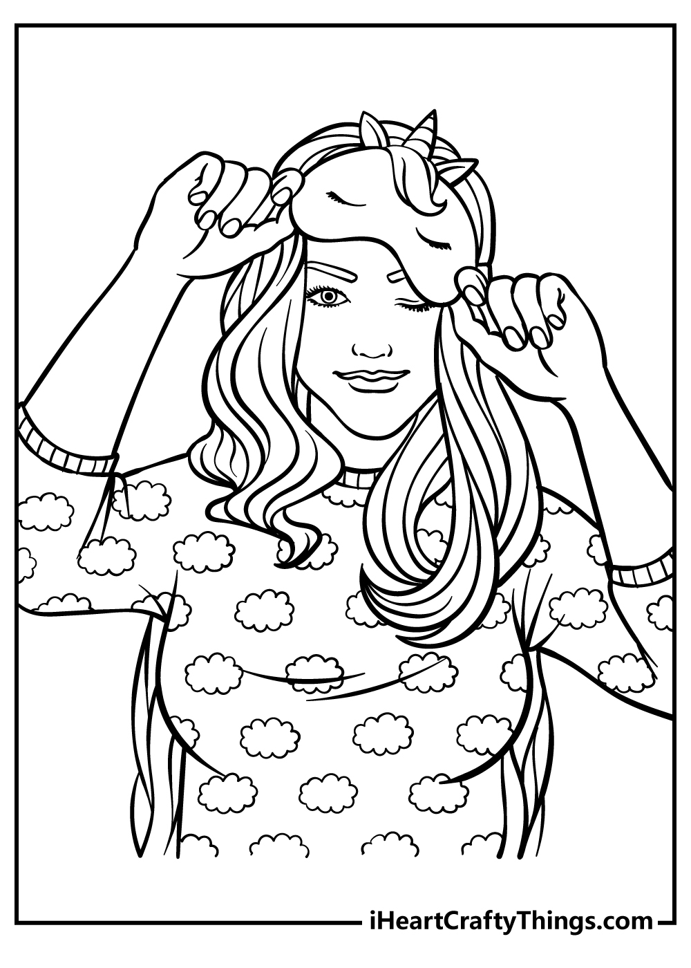 Cute Teen Girl Coloring Page Worksheet