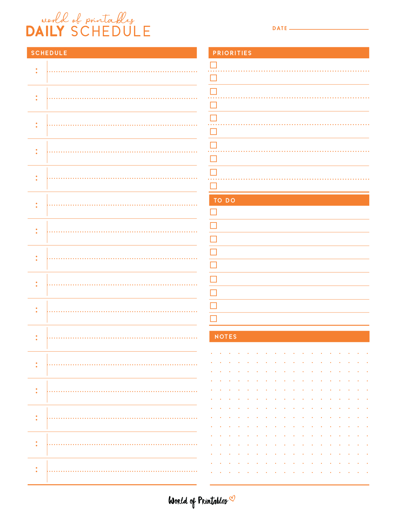 Daily Schedule Free Printable Daily Planner Template