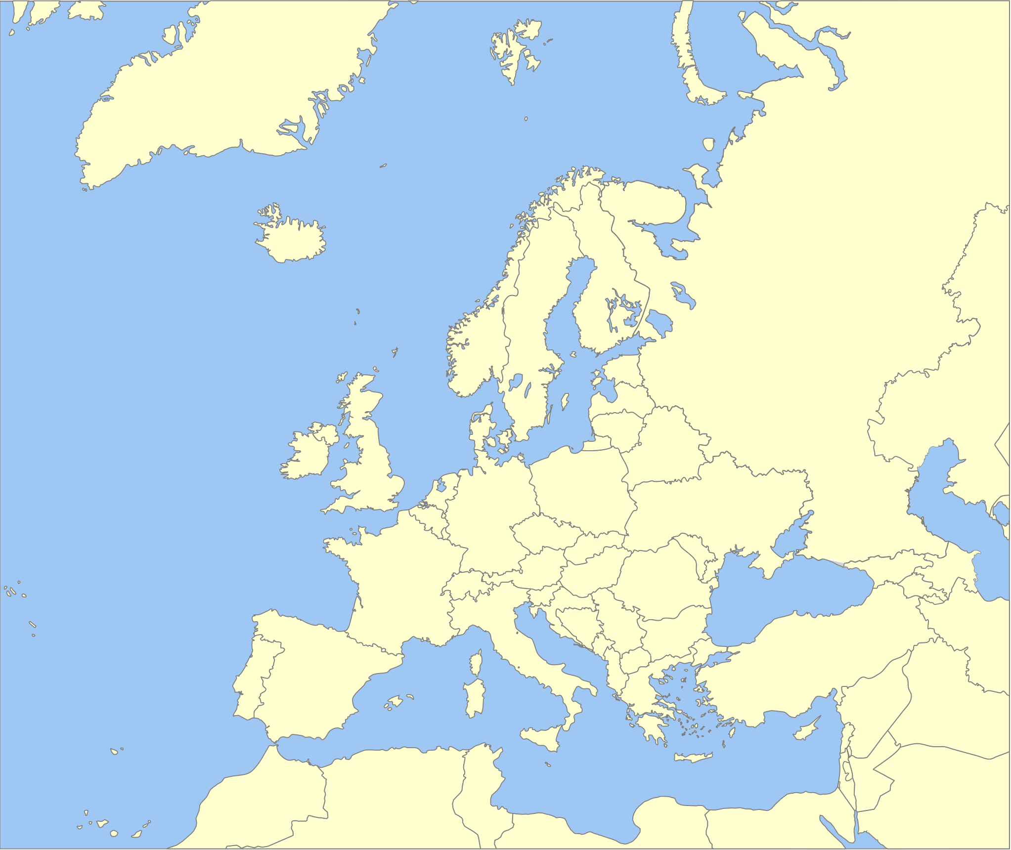 Outline Map Of Europe Printable