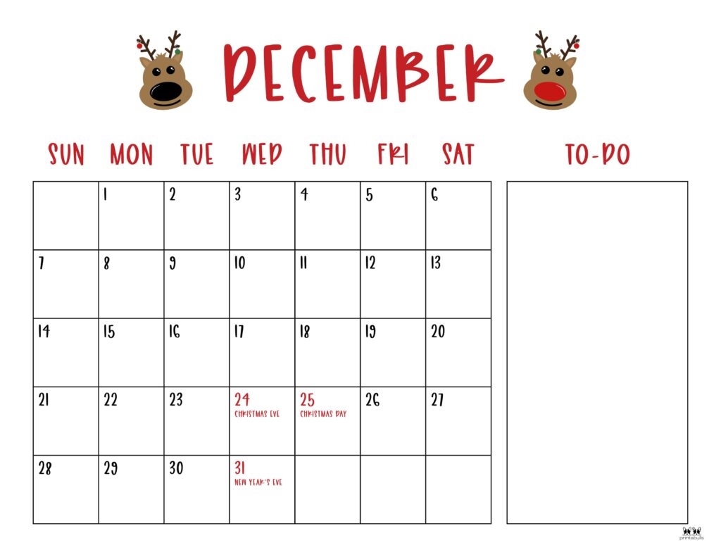 December 2025 Calendars 107 FREE Printables Printabulls