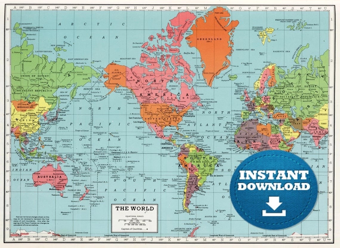 Printable World Map In Color