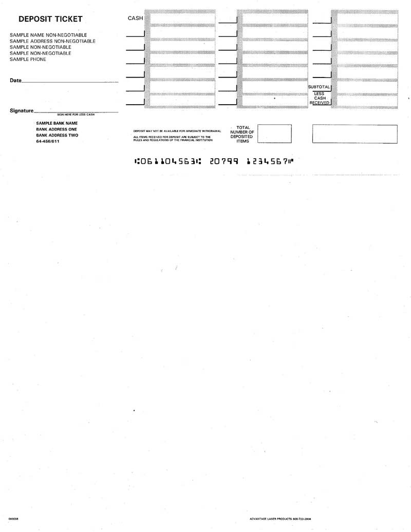Free Quickbooks Printable Deposit Slip Template