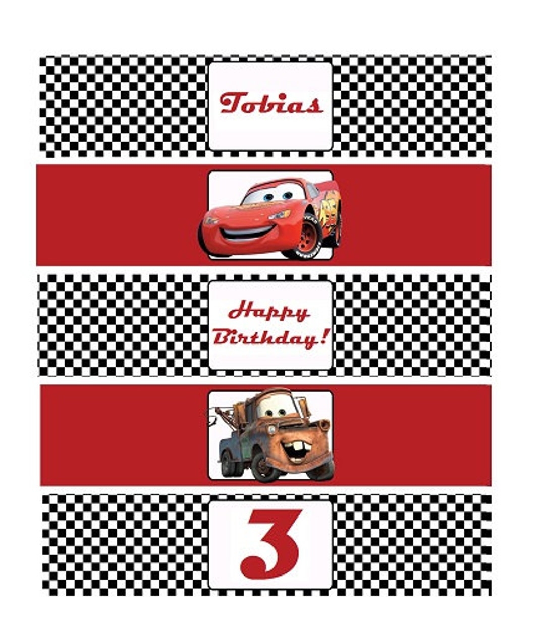 Disney Cars Birthday Water Bottle Printable Personalized Etsy