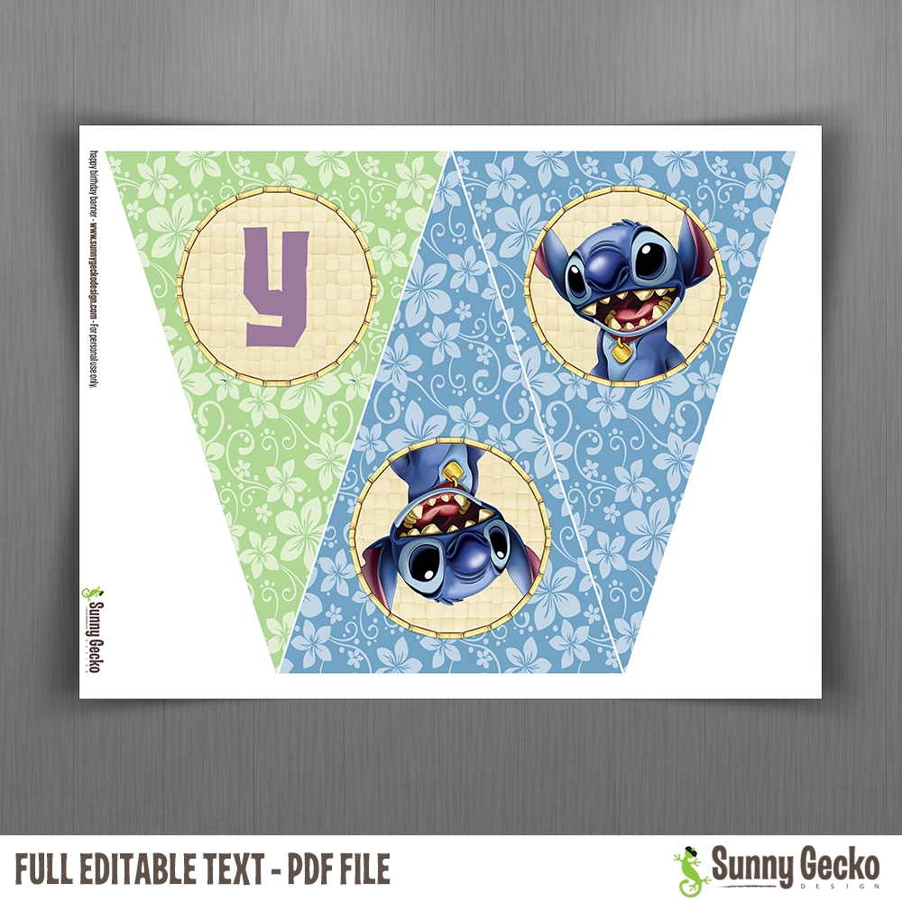 Disney Lilo And Stitch Happy Birthday Banner With Spacers Instant Download And Edit With Adobe Reader Disney Lilo And Stitch Happy Birthday Banner With Spacers Instant Download And Edit With Adobe Reader