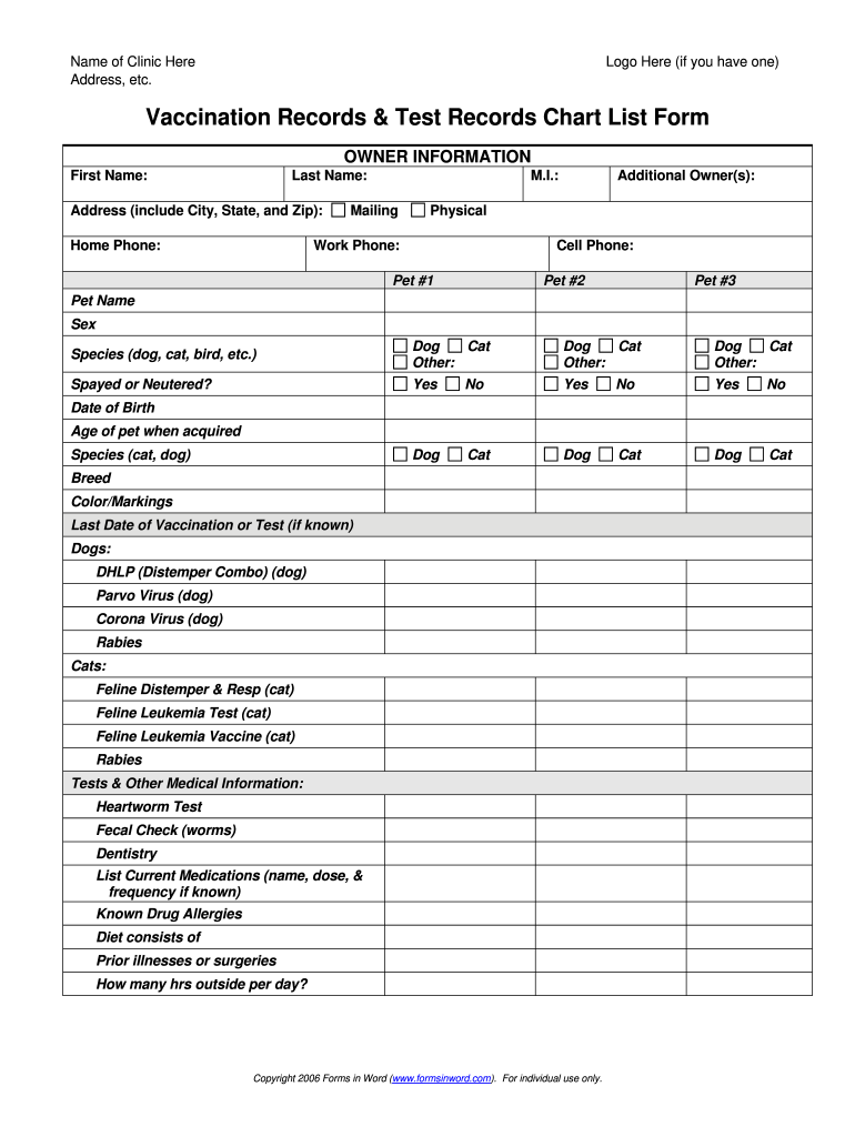Dog Shot Record Example Fill Out Sign Online DocHub