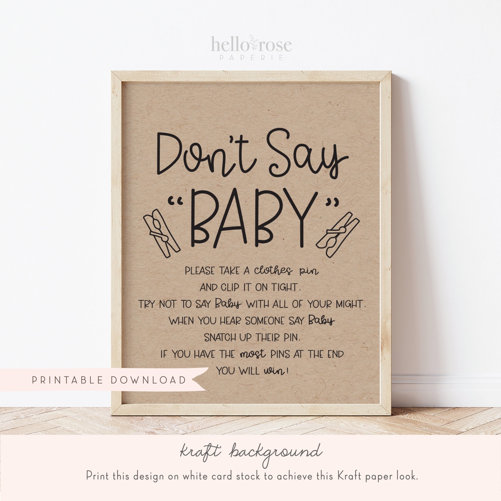Clothespin Baby Shower Game Printable