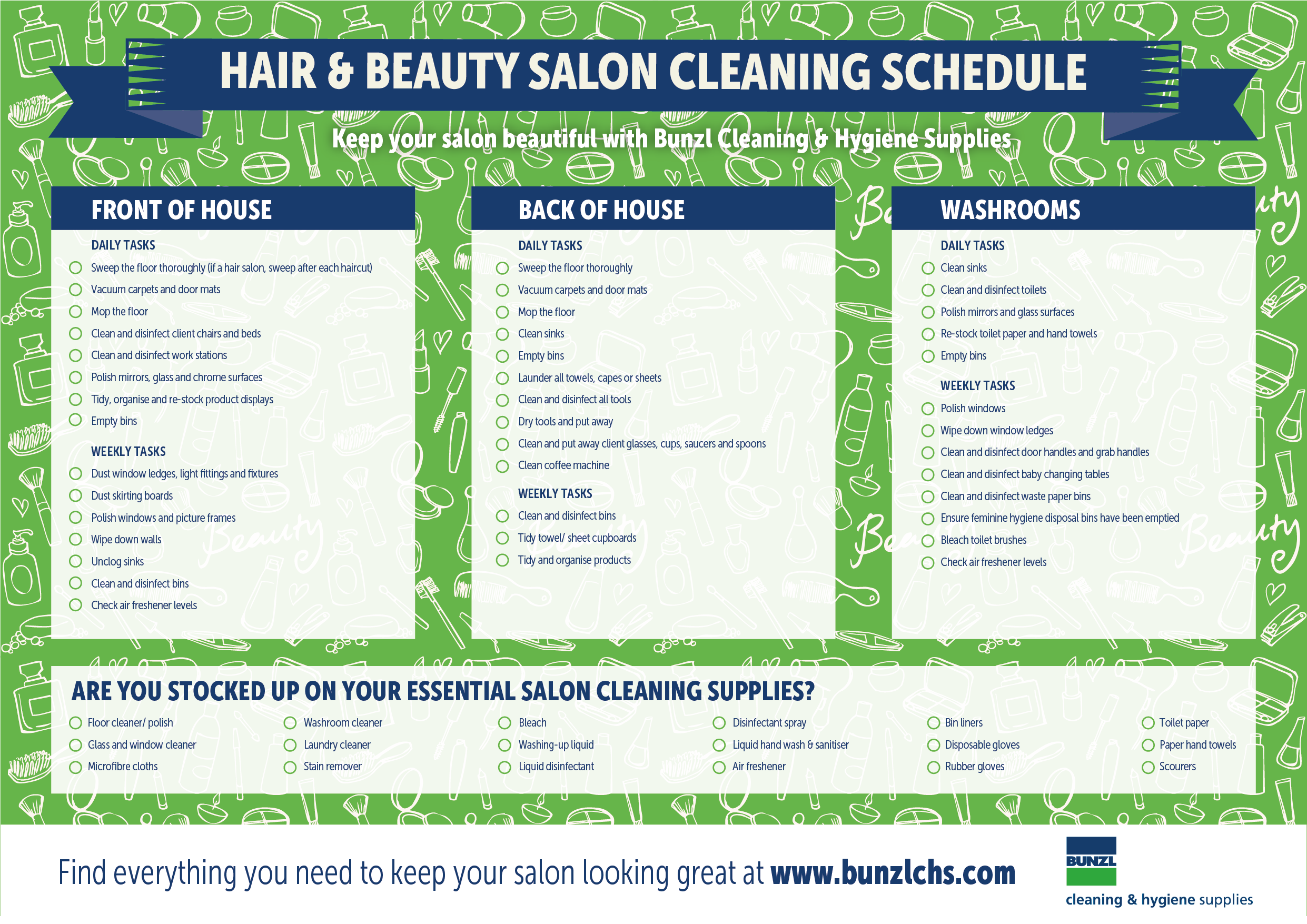 Printable Cleaning List For Salon