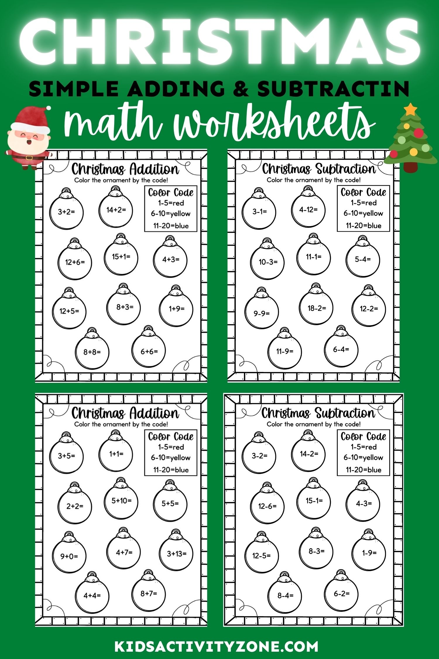 Easy Christmas Math Worksheets Free Kids Activity Zone