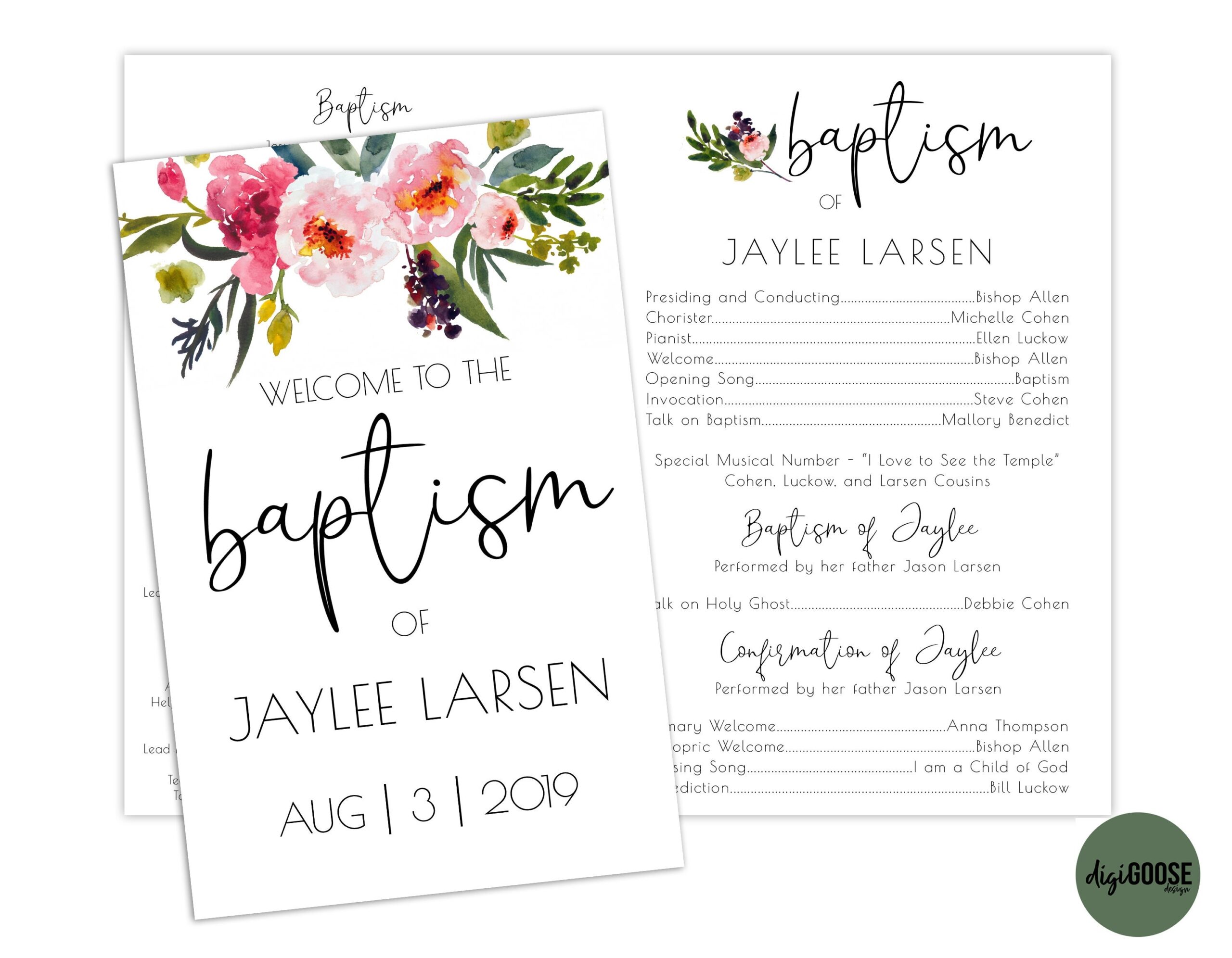 EDITABLE LDS Baptism Program Template Printable Baptism Program Lds Girl Baptism Lds Baptism DIY Editable Template Floral Watercolor Etsy de