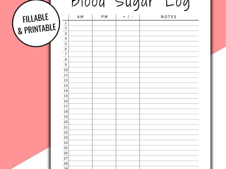 Editable Printable Blood Sugar Log Blood Sugar Reading Blood Glucose Tracker Diabetic Log Medical Journal Planner Printout Etsy UK