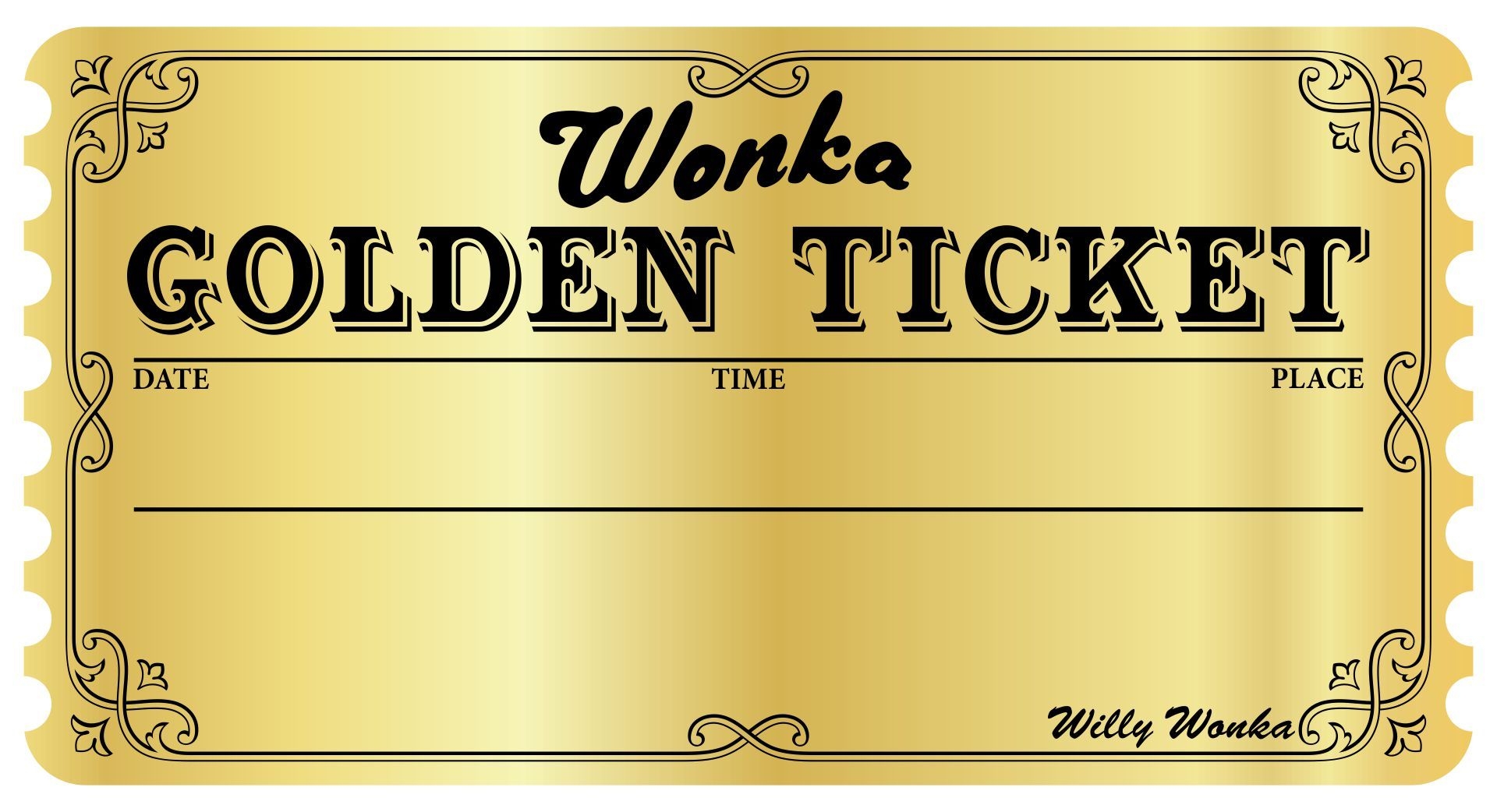Editable Printable Wonka Golden Ticket