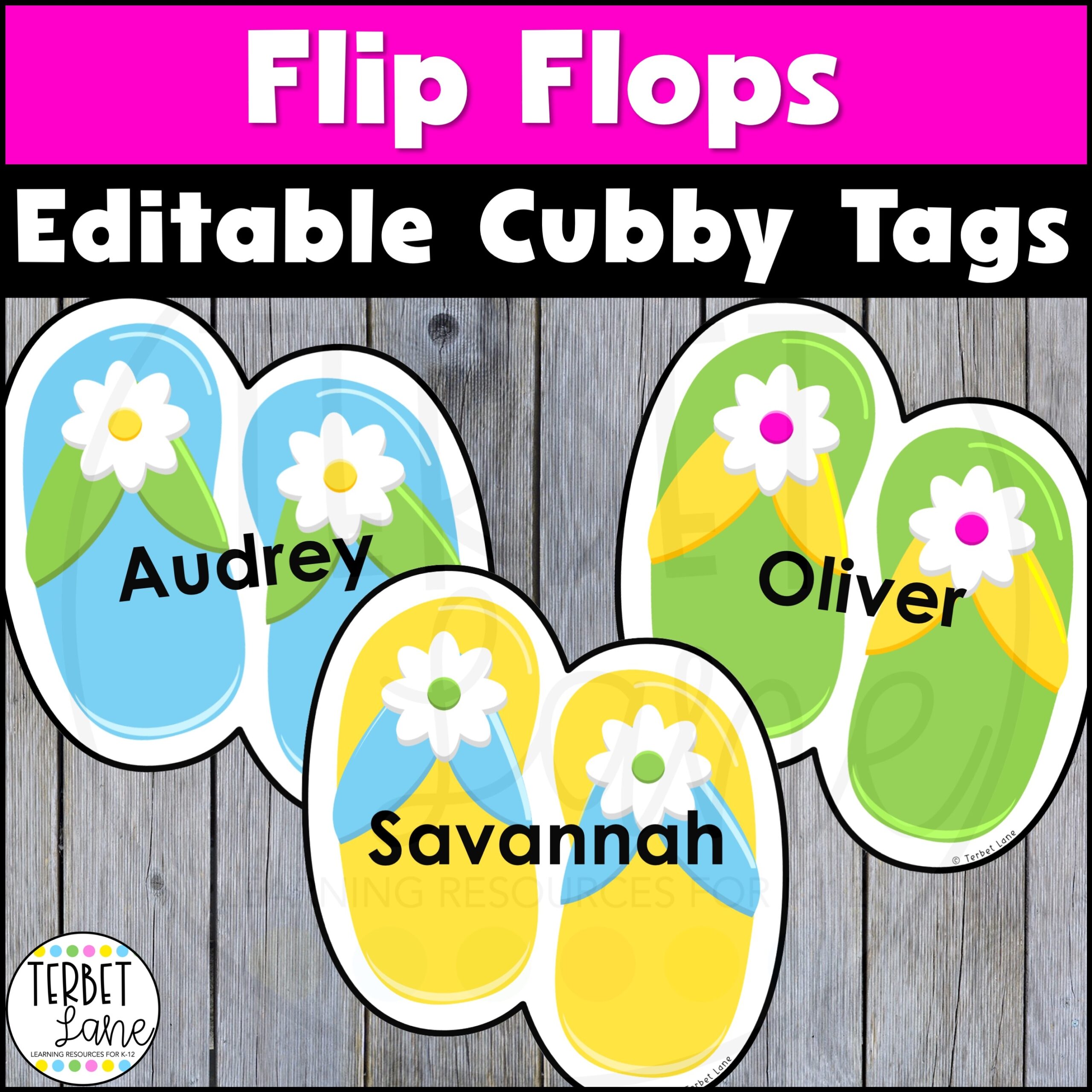 Editable Summer Cubby Tags Classful