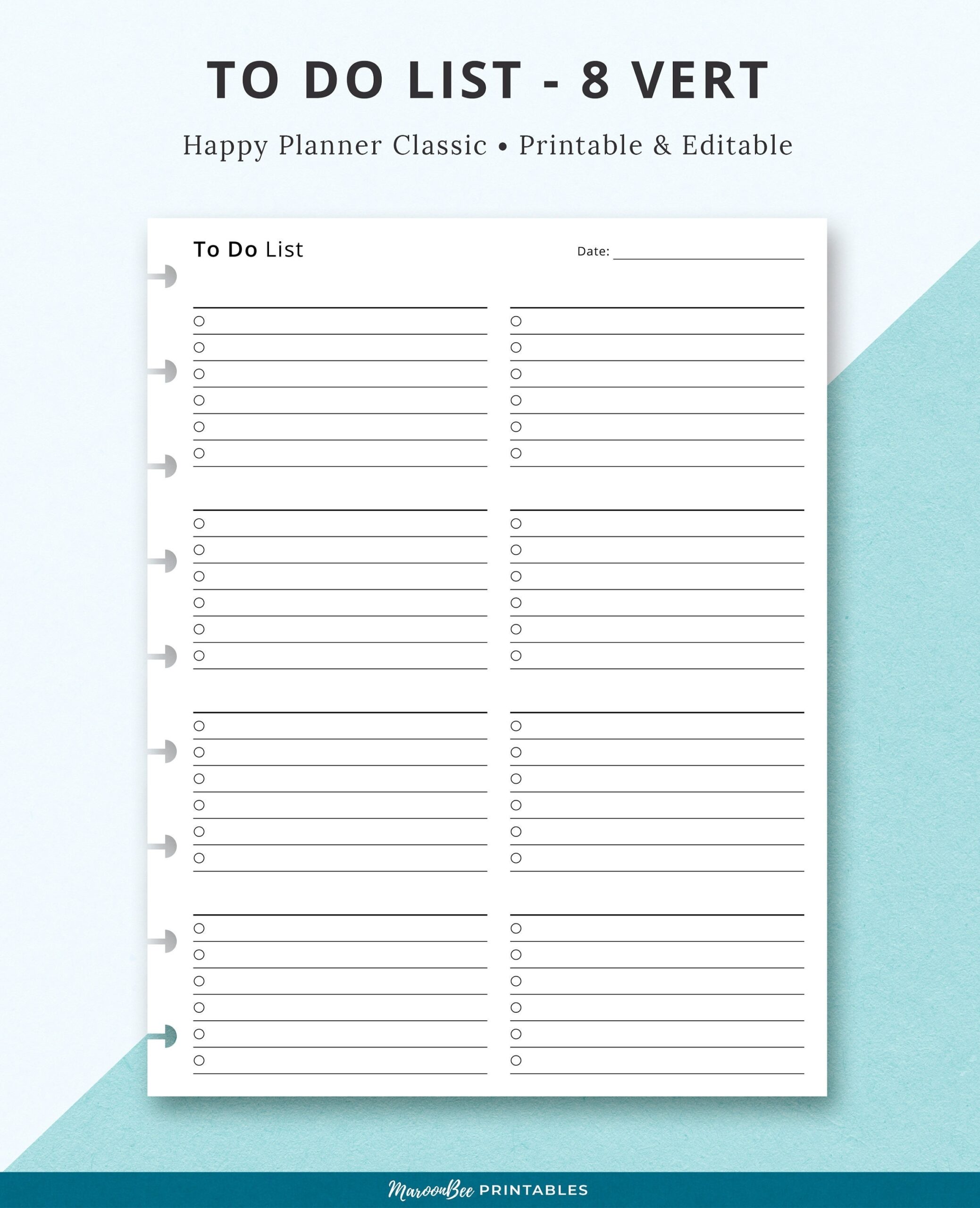 Editable To Do List Happy Planner Classic Printable Planner Insert Downloadable Editable Template Fillable Task List Shopping List Insert Etsy