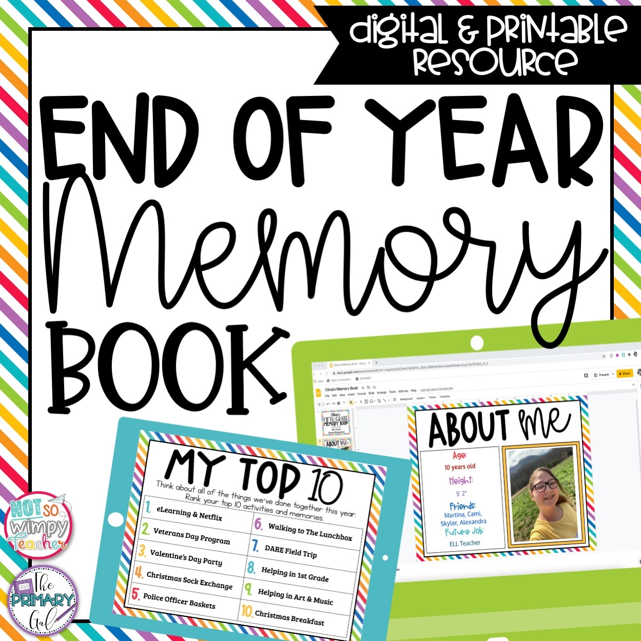 Free Kindergarten End Of Year Memory Book Printables