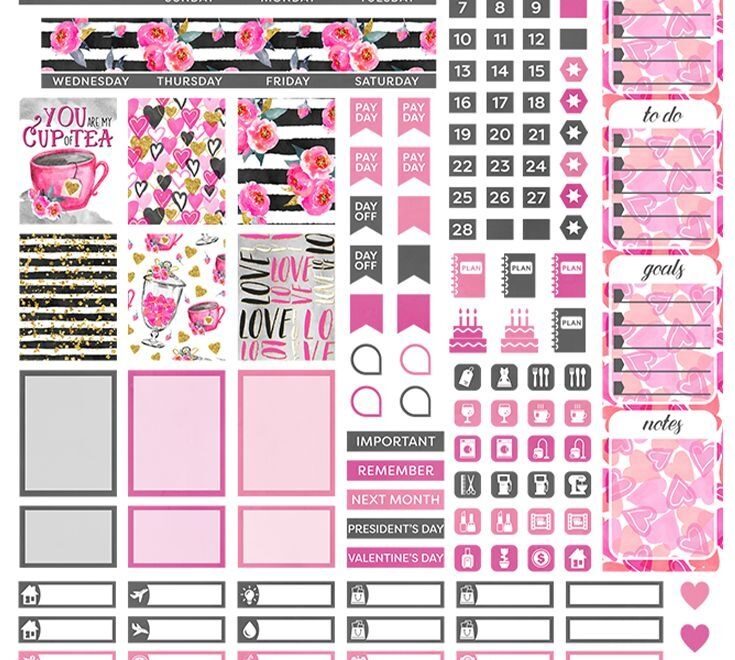 February Mini Happy Planner Stickers Mini Happy Planner Printable February Monthly View Printable Love Stickers Planner Cut File MM129 Etsy