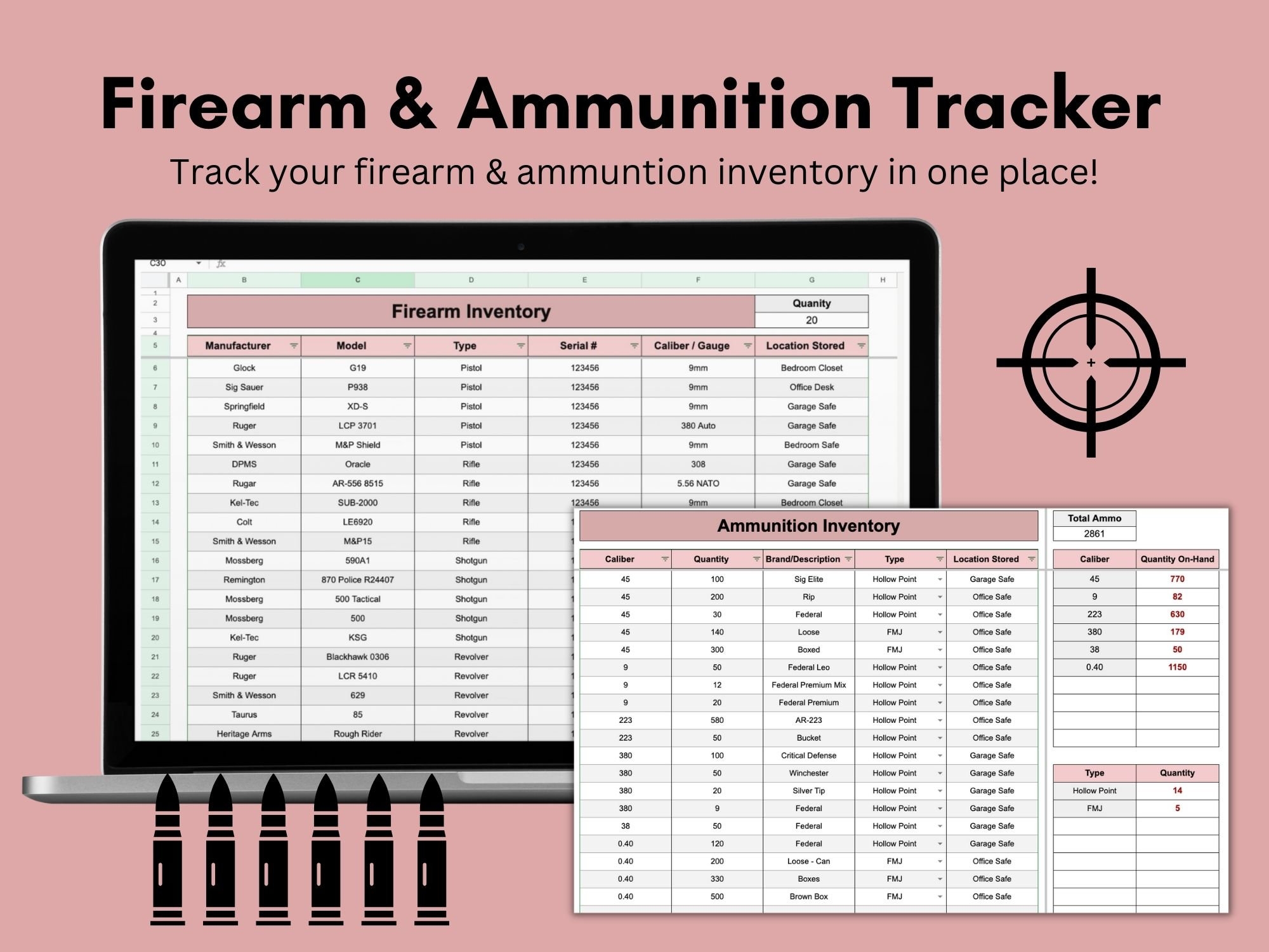 Firearm Ammunition Tracker Google Sheets Template Etsy