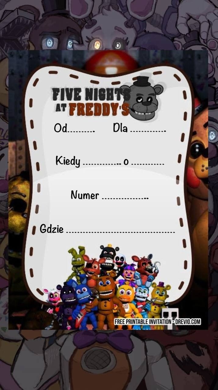 Five Nights At Freddy s Birthday Invitations Pl