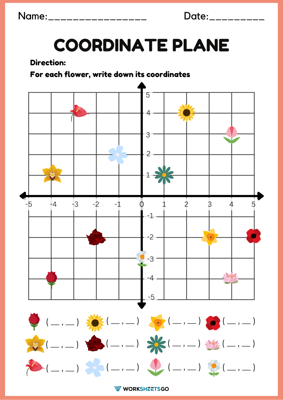 Flower Coordinate Planes WorksheetsGO