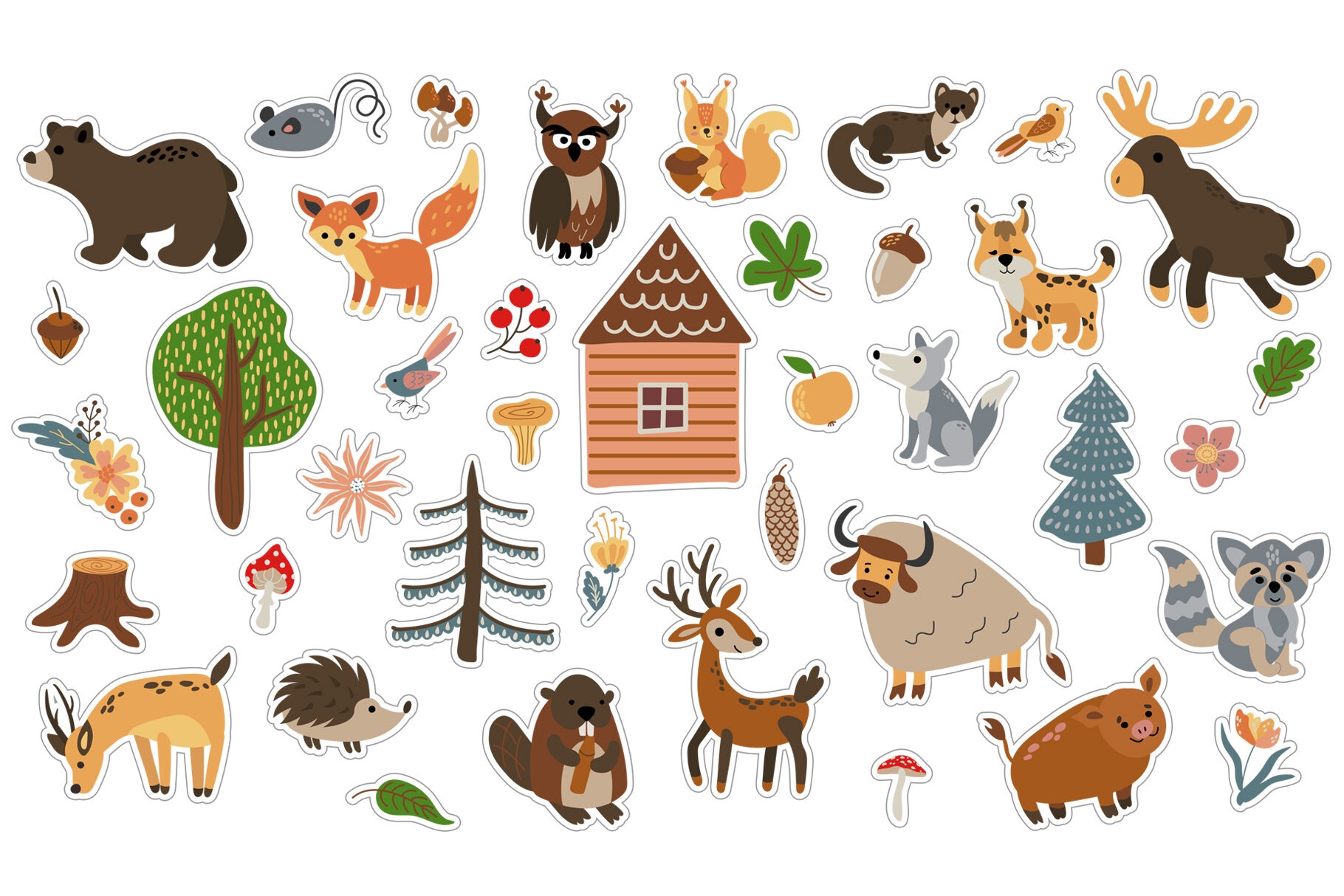 Forest Animals Printable Stickers Cricut Design By HelgaKOV TheHungryJPEG
