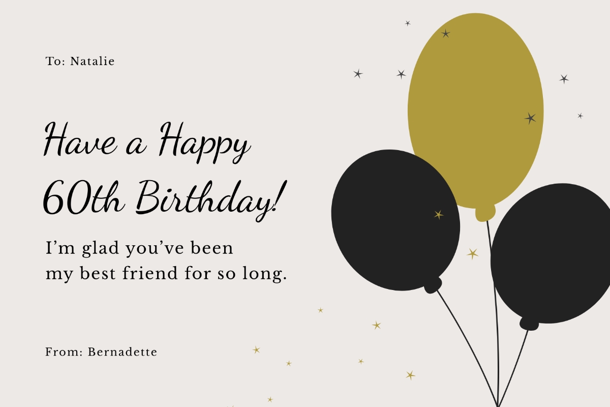 Free 60th Birthday Card Templates Editable And Printable