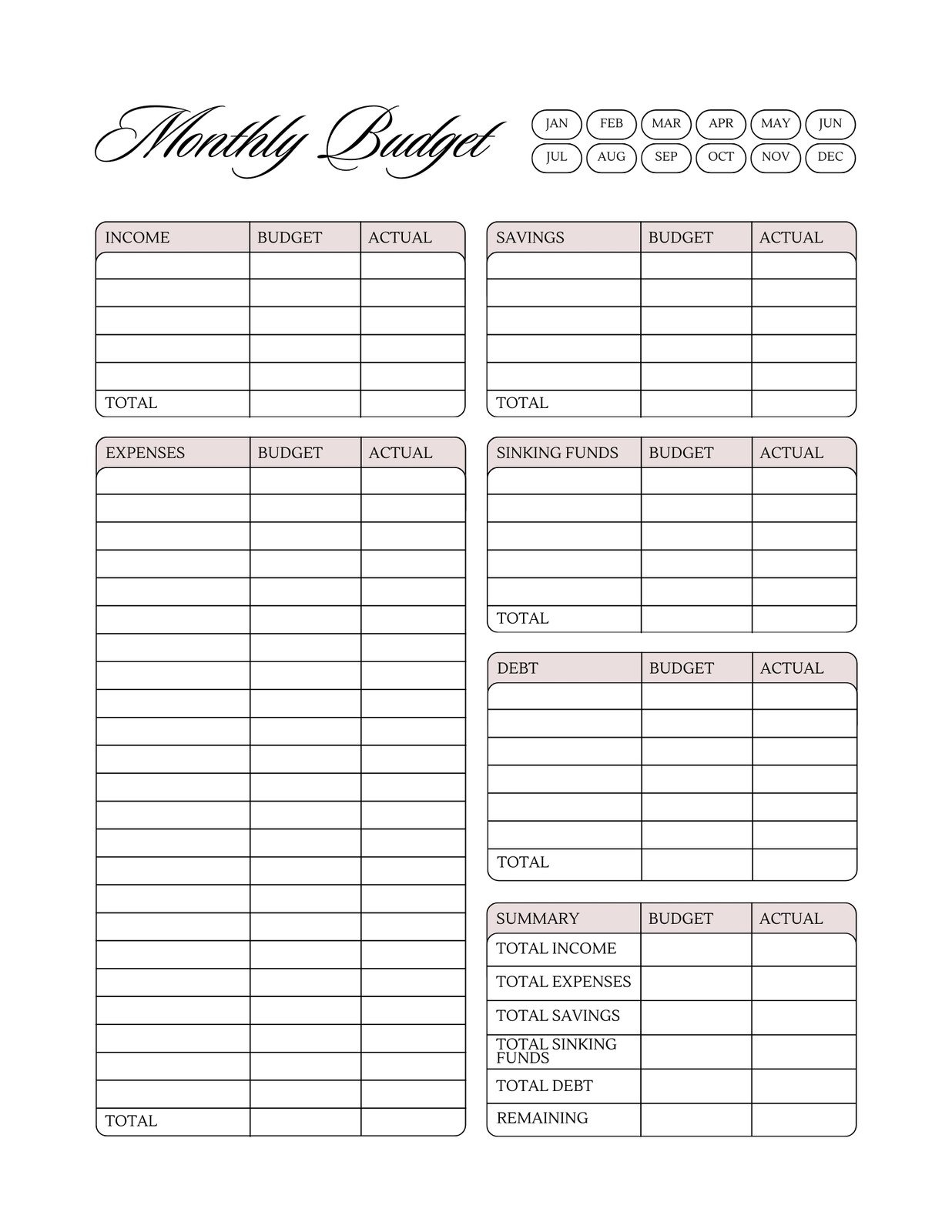 Free Printable Budget Planning Worksheets