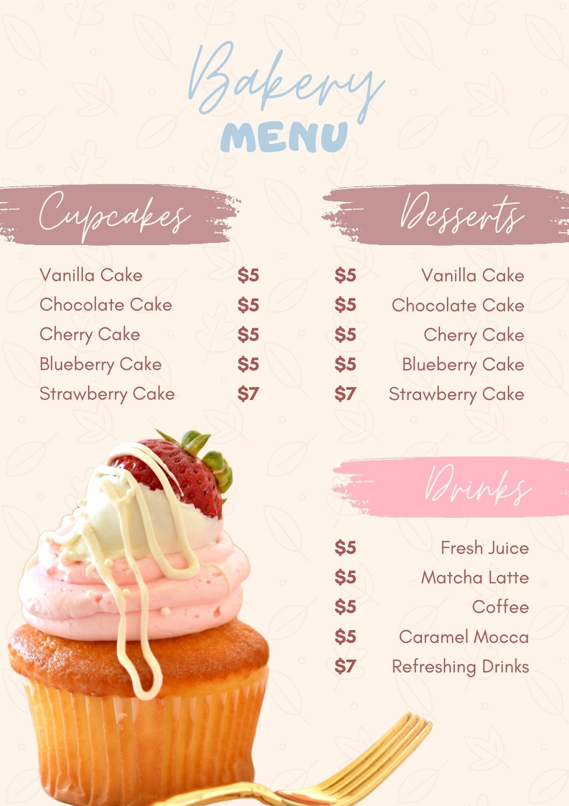 Free Printable Dessert Menu Templates
