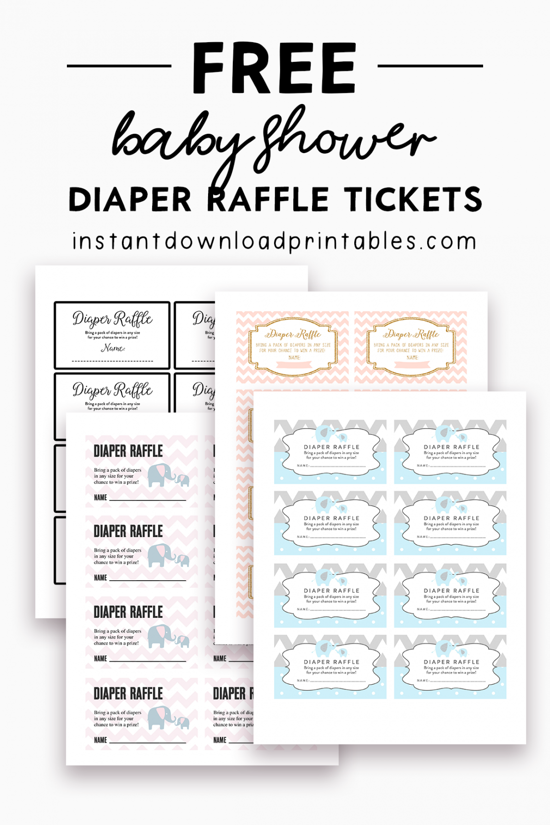 Free Baby Shower Diaper Raffle Tickets Instant Download Printables Instant Download Printables