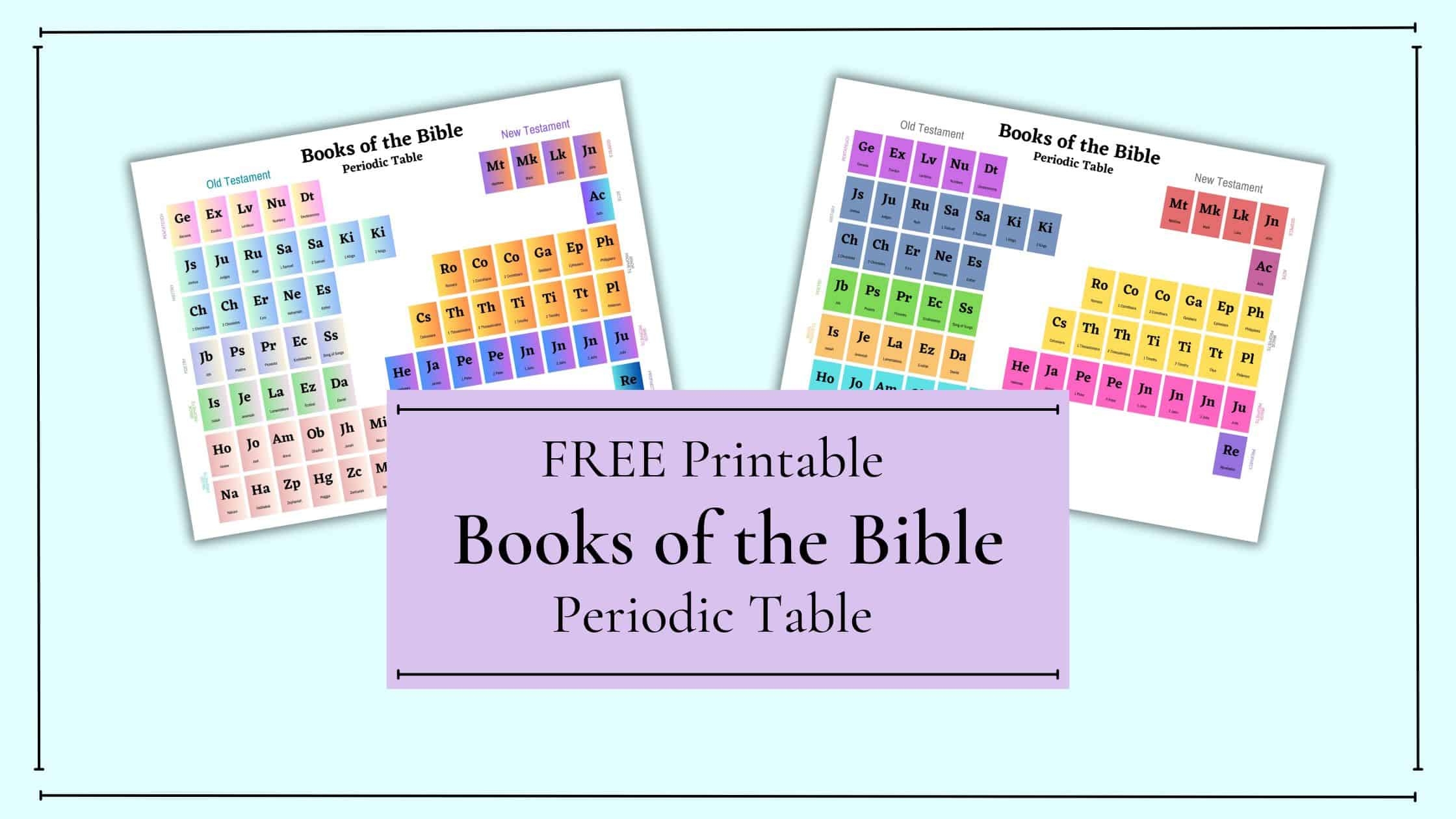 Books Of The Bible Periodic Table Printable