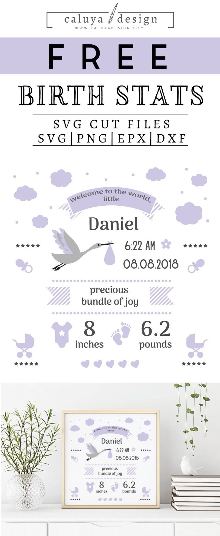 Free Birth Stats Board SVG PNG EPS DXF By Caluya Design