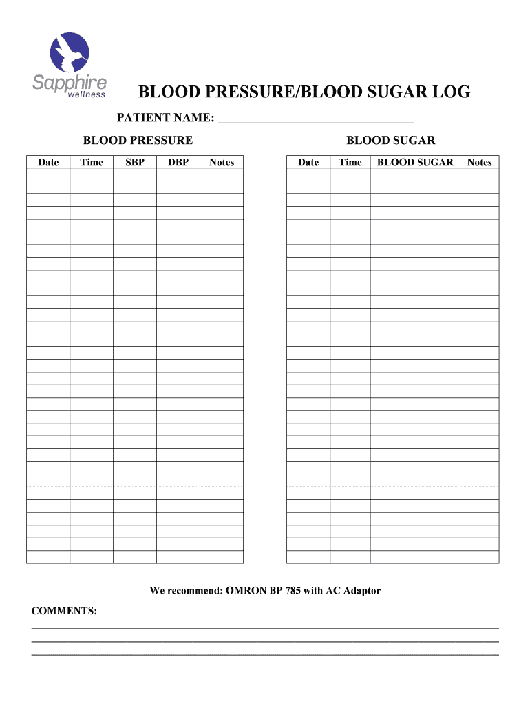 Free Blood Pressure And Blood Sugar Log Sheet Pdf Fill Out Sign Online DocHub