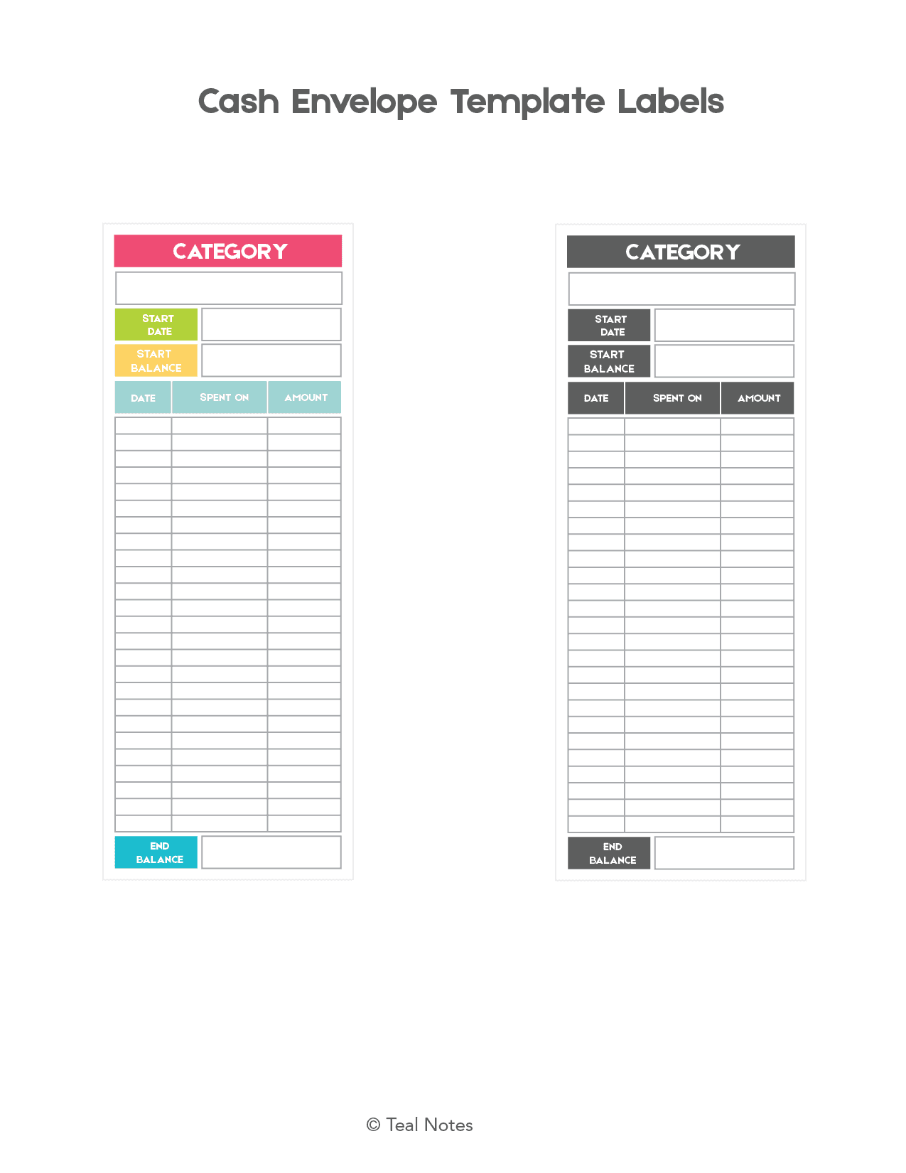 Free Printable Cash Envelope Tracker