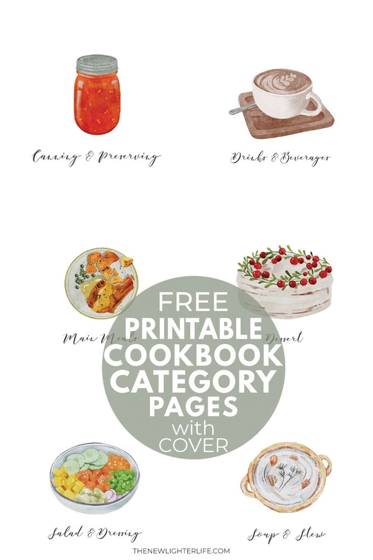 FREE Cookbook Cover Category Dividers