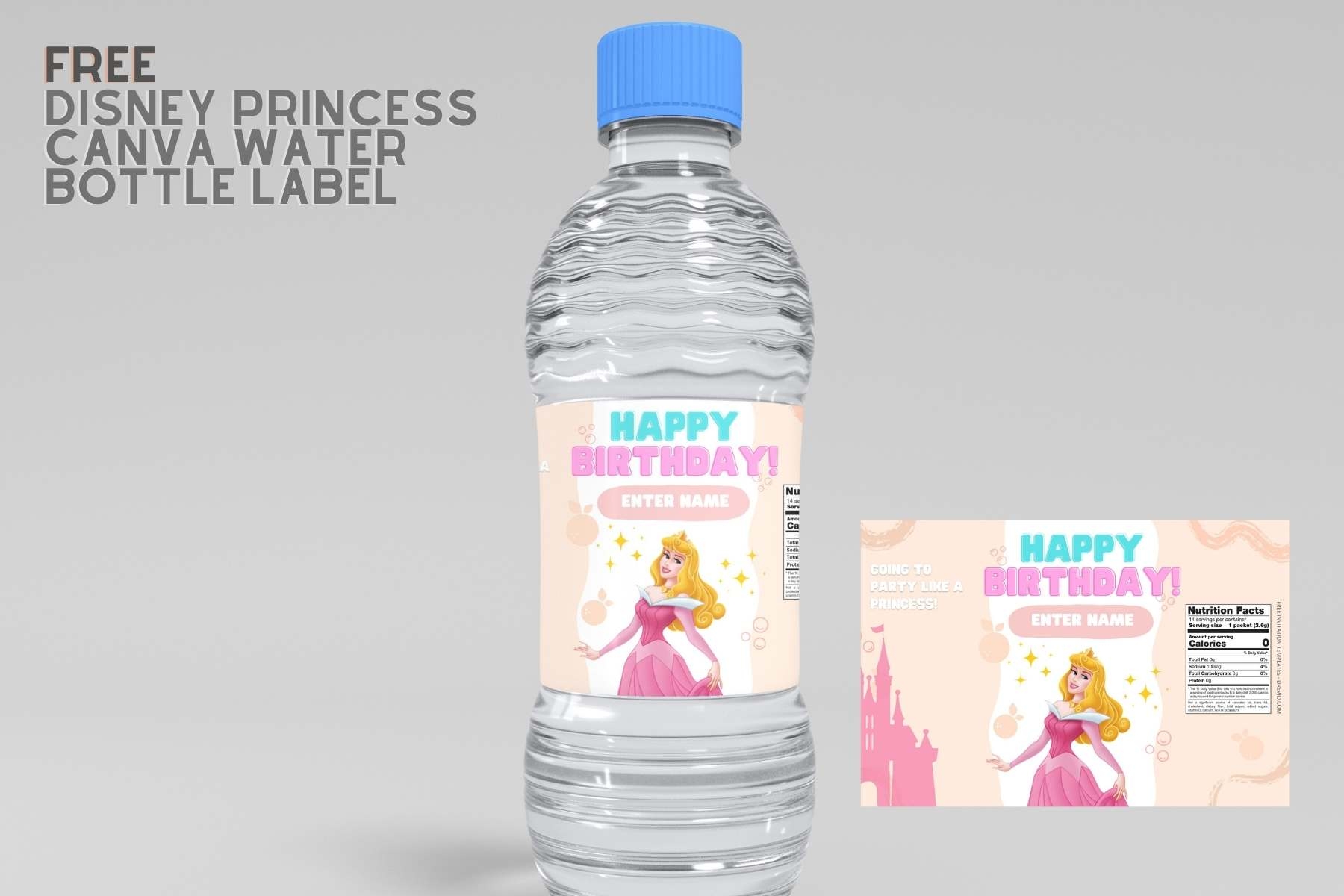 Free Disney Princess Canva Birthday Water Bottle Labels Worksheets Library