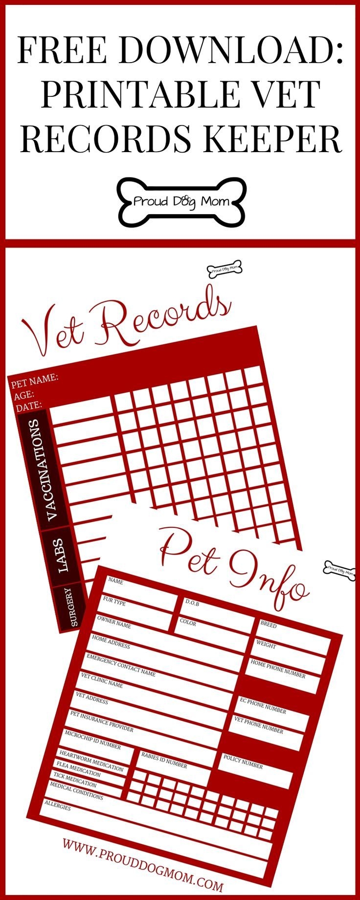 Free Printable Dog Medical Record