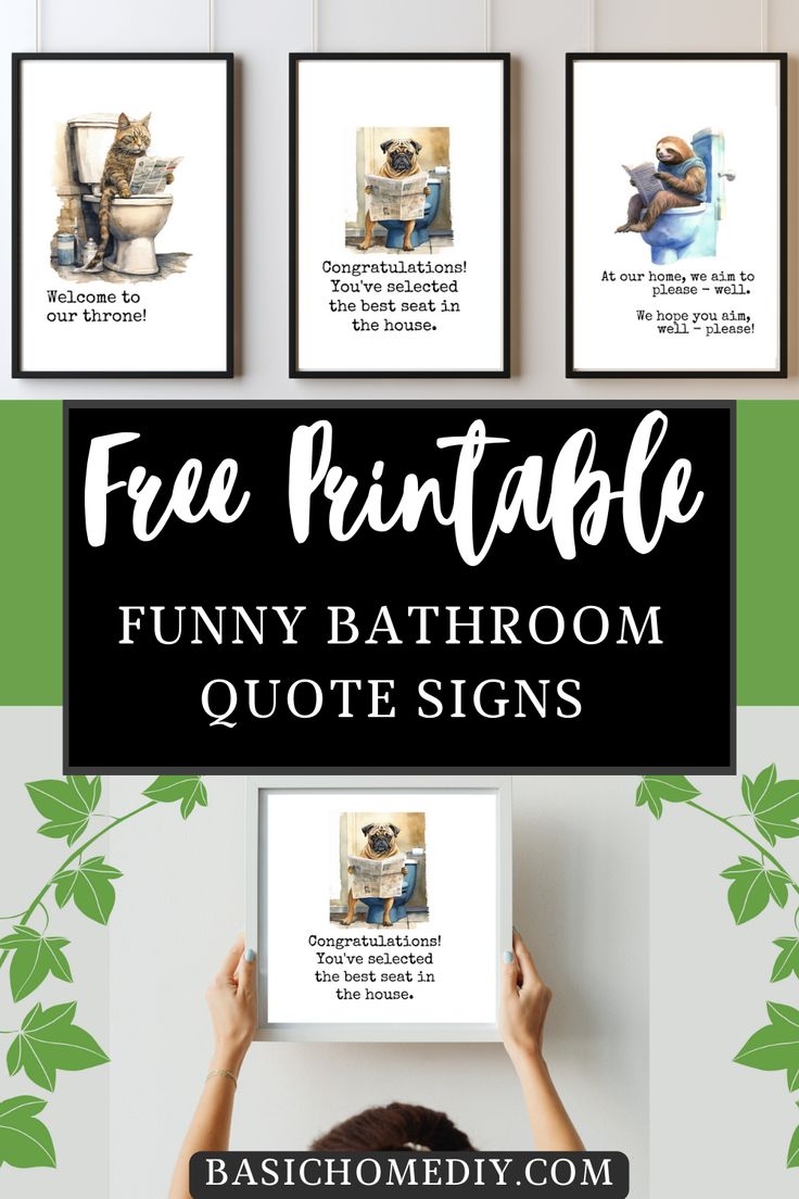 Free Funny Animal Printable Bathroom Wall Art Decor Ideas