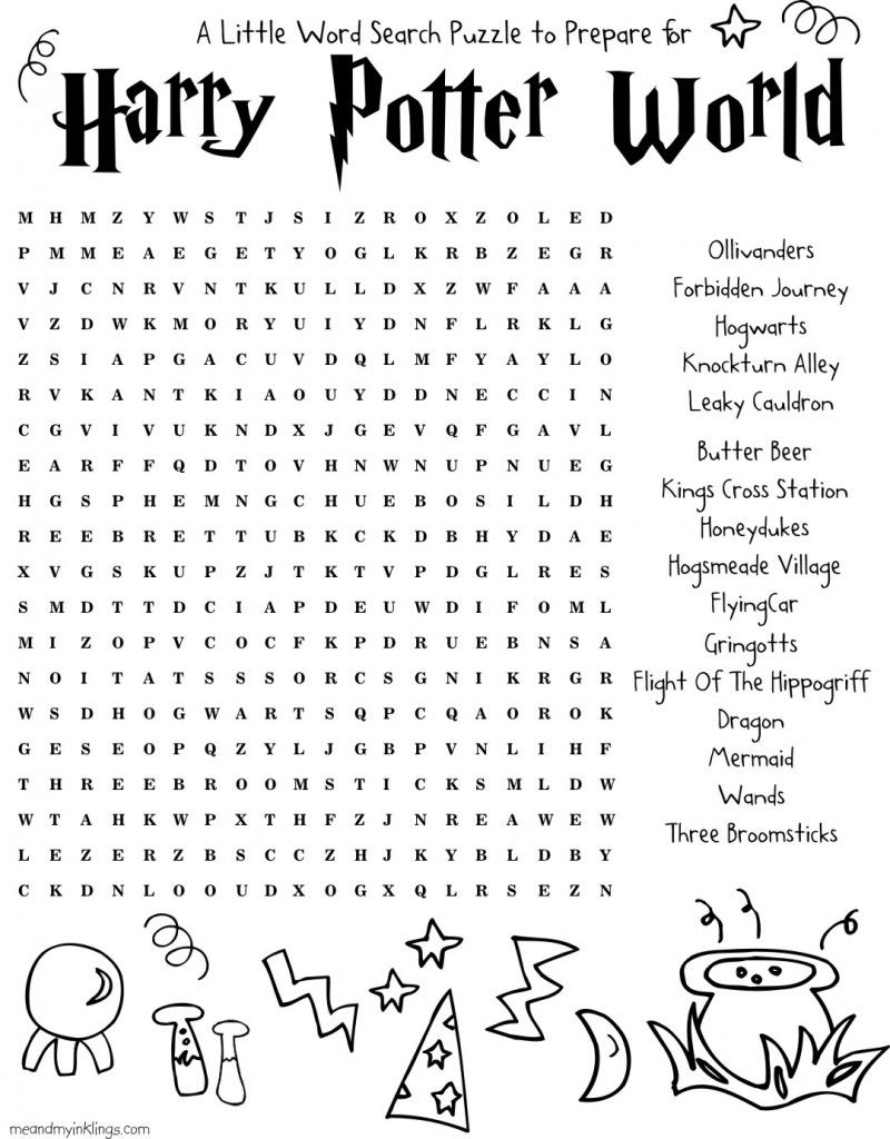 Harry Potter Word Search Free Printable