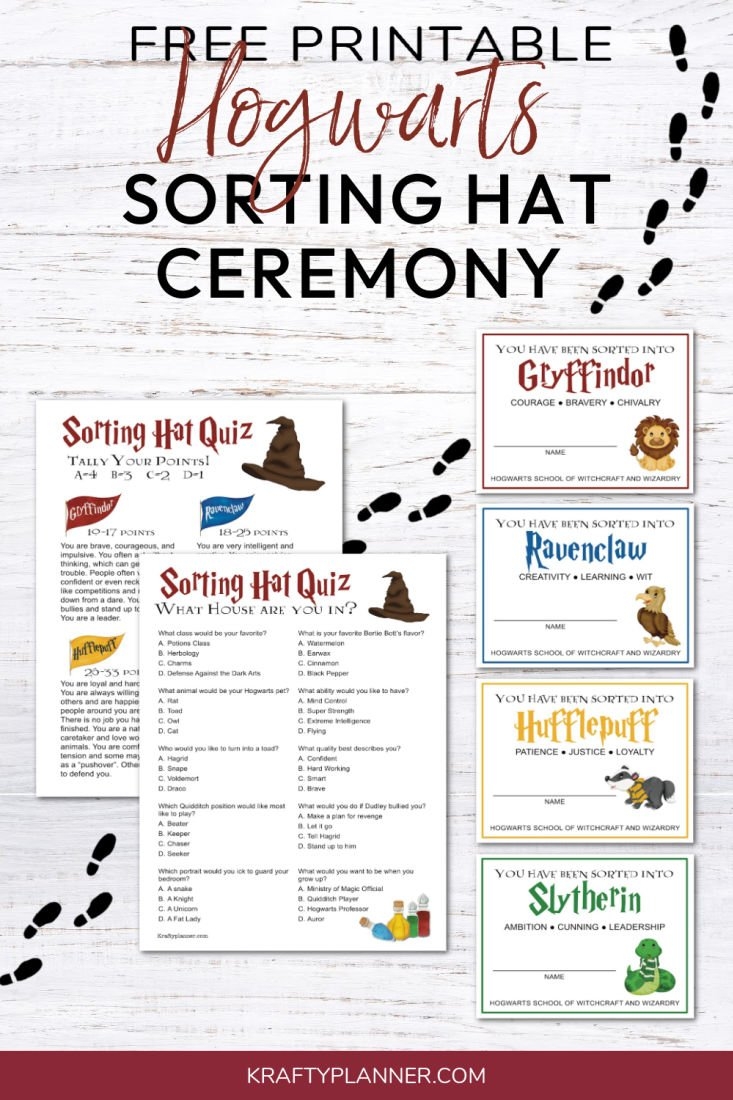 Free Hogwarts Sorting Hat Ceremony Krafty Planner