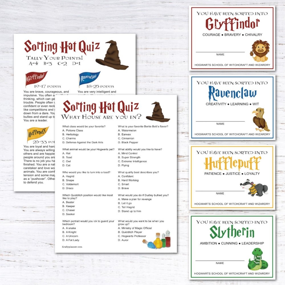 Free Hogwarts Sorting Hat Ceremony Krafty Planner