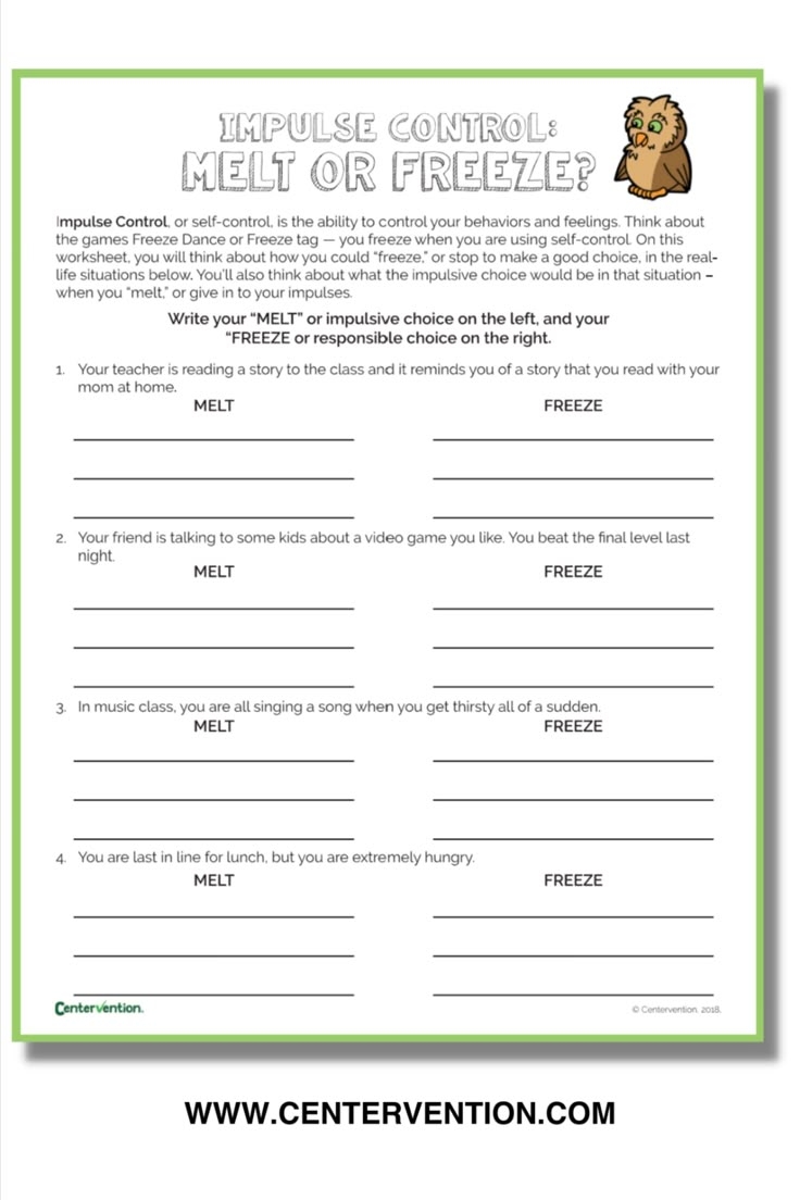 Free Printable Self Control Activities