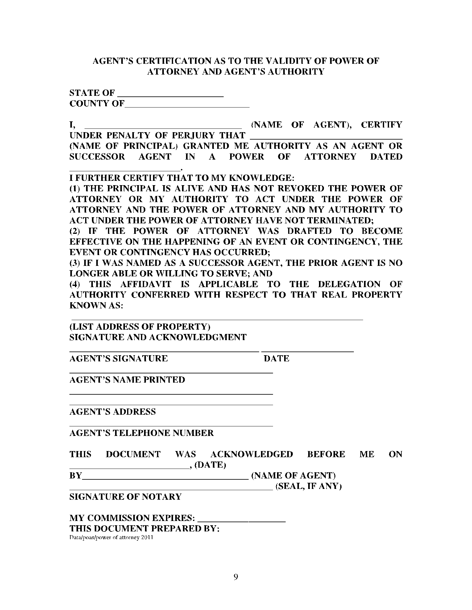 Maryland Power Of Attorney Form Free Printable