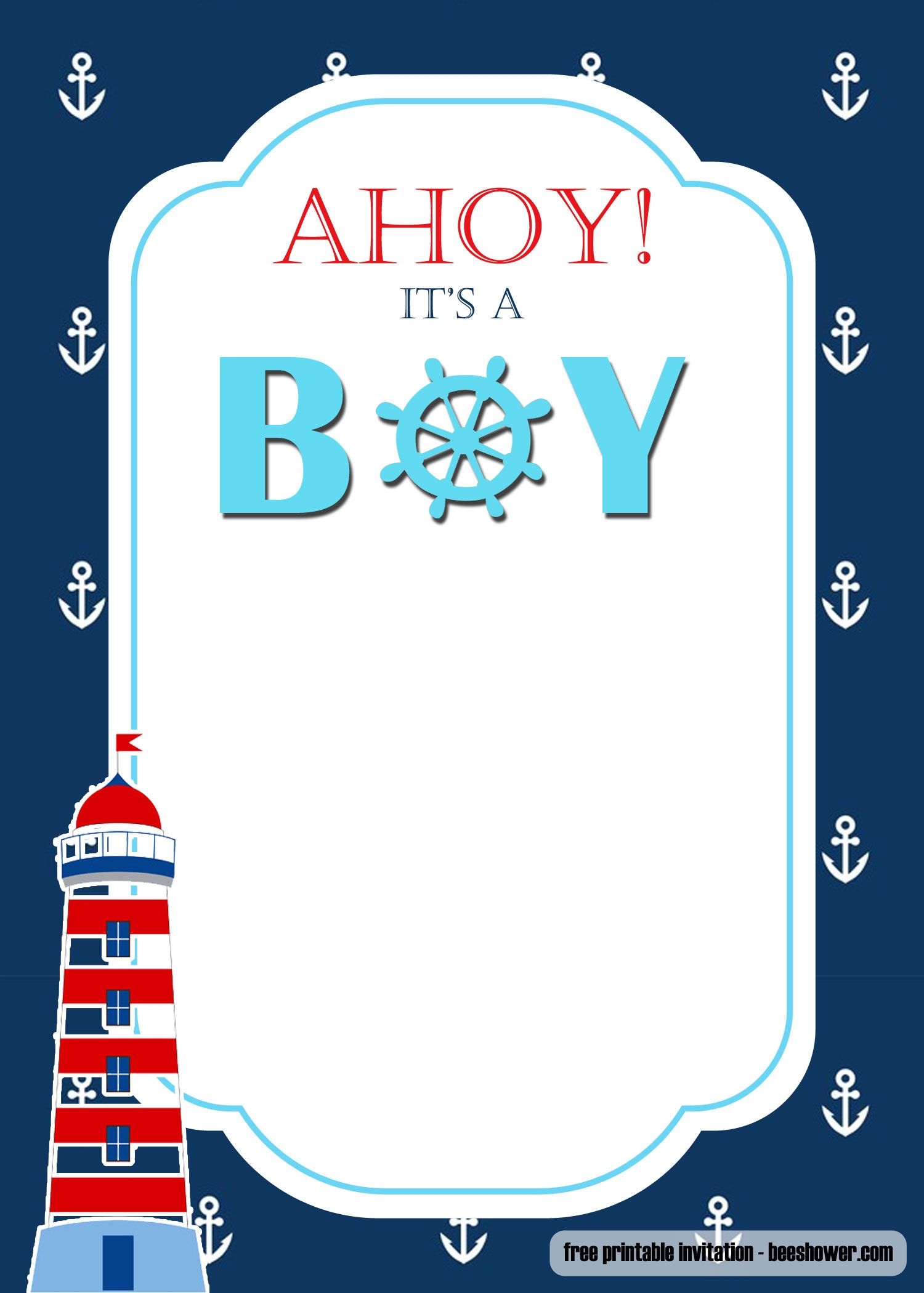 FREE Nautical Themed Baby Shower Invitations Templates