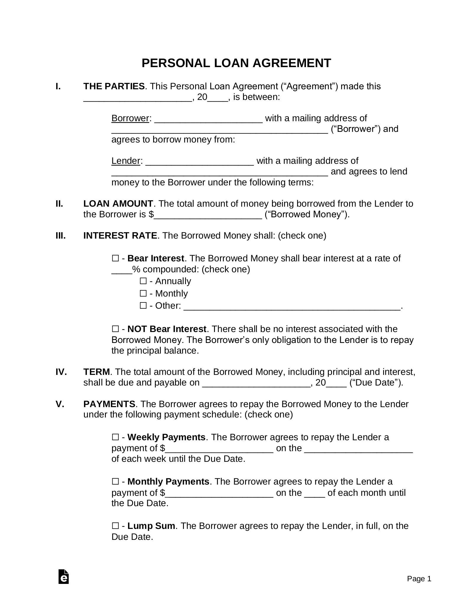 Free Printable Vehicle Loan Agreement Template Free
