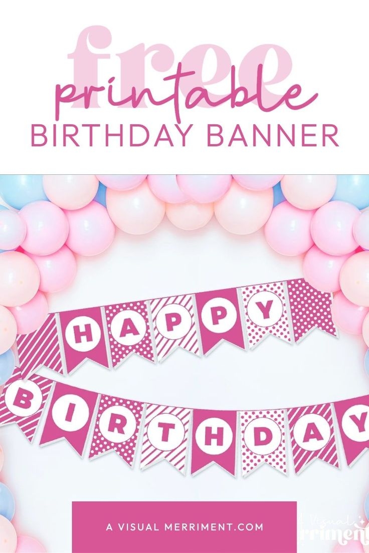 Free Pink Happy Birthday Banner Printable PDF